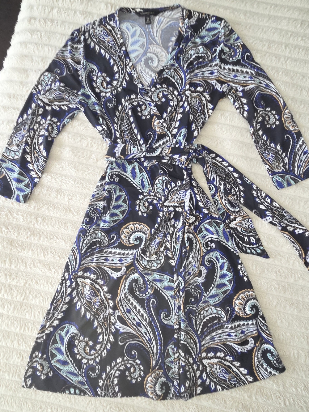 Banana Republic Navy and Light Blue Paisley Wrap Dress, XS